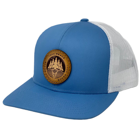 baby blue leather patch hat
