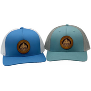 leather patch hats blue