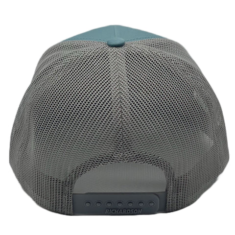 smoke blue aluminum leather patch hat
