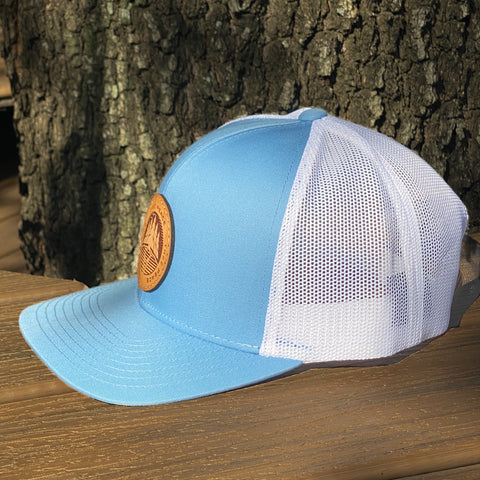 Blue/White Leather Patch Hat