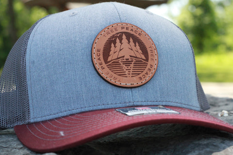 Maroon and Heather Gray Leather Patch Hat