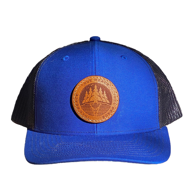 royal blue leather patch hat